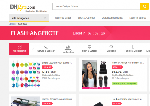 Flash-Angebote DHgate mit bis zu 60% Rabatt
